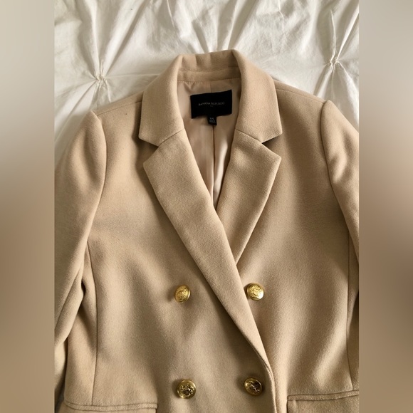 Banana Republic Double Breasted Coat Blazer Cream Gold Buttons Size XS - Picture 2 of 9